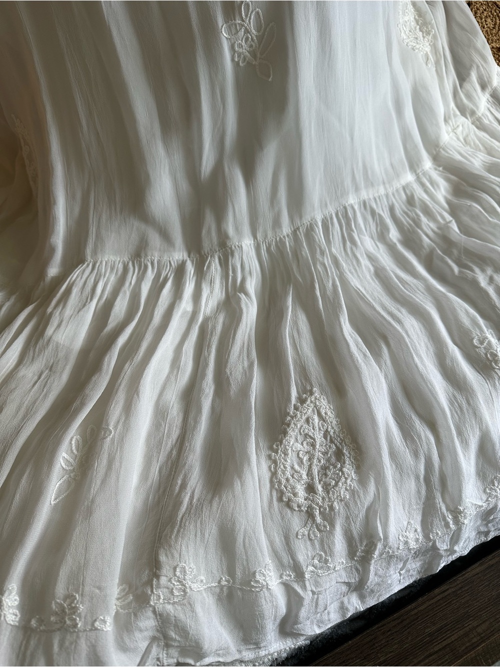 YOUNG THREADS - NWT White Tie-Shoulder Smocked Maxi/Midi Dress - Picture 7 of 8